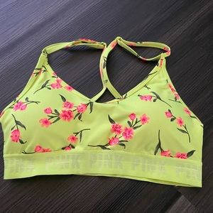 Victoria’s Secret Pink sports bra neon yellow